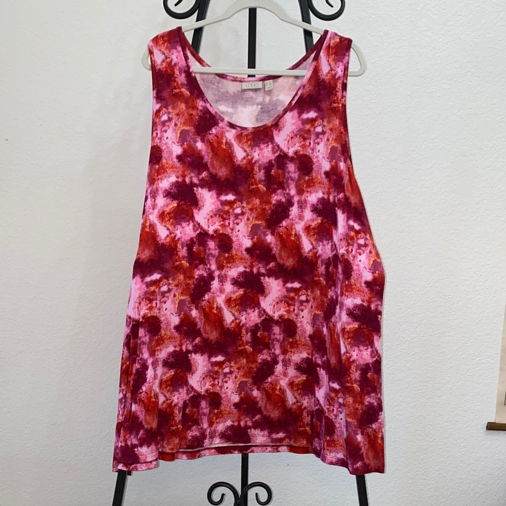 LOGO Lori Goldstein 4X Pink Tie Dye Swing Tank Top NWOT